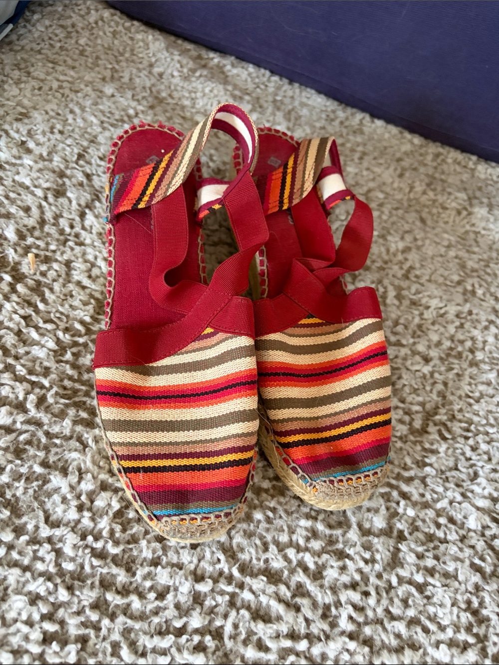 Striped Canvas Espadrilles with Red Accents